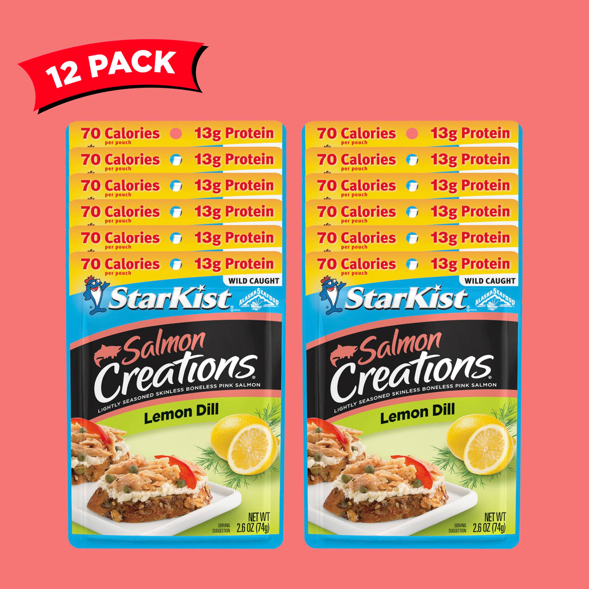 StarKist Salmon Creations Lemon Dill - 2.6 oz Pouch (Pack of 12) (Packaging May Vary)