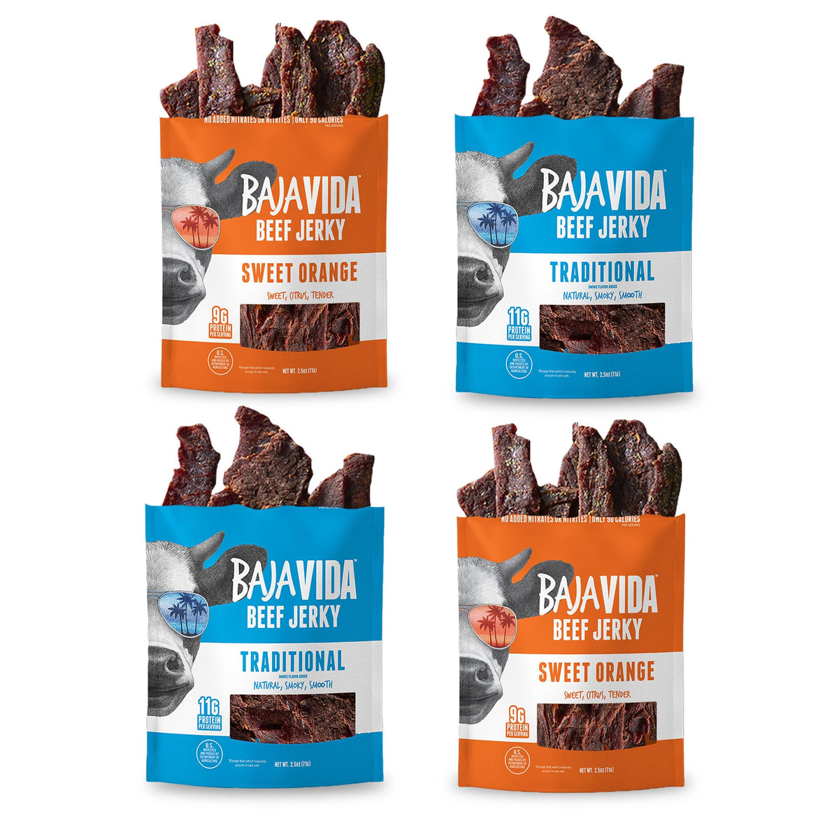 BAJA BEEF Jerky Snack Packs - Beef Jerky Variety Pack, Beef Jerky Gifts for Men, Beef Jerky Sampler, High Protein Craft Jerky As