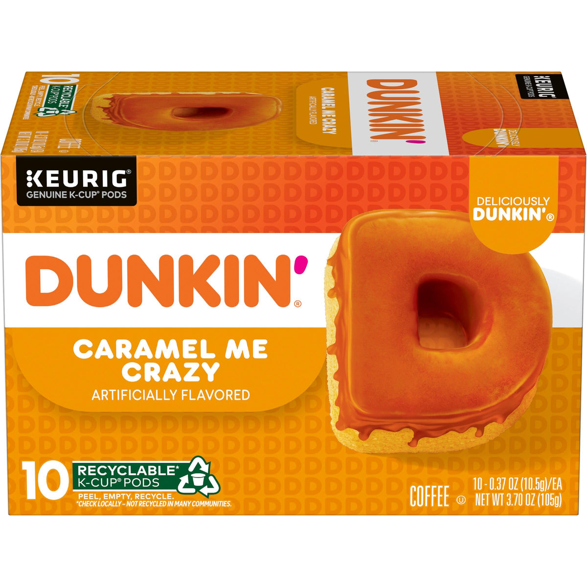 Dunkin' Caramel Me Crazy Flavored Coffee, 10 Keurig K-Cup Pods (Packing May Vary)