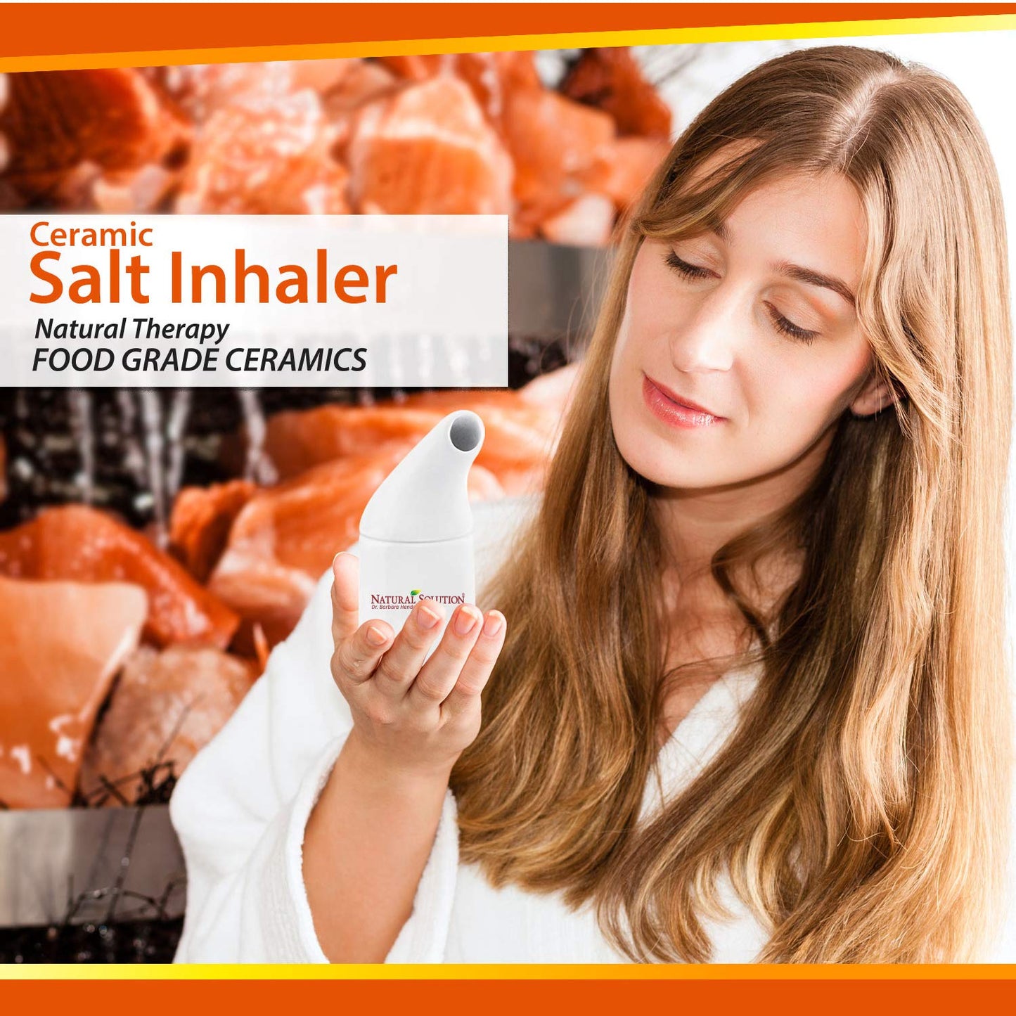 WBM LLC Natural Himalayan Pink Salt With Ceramic Salt Inhaler  1.7 Lb