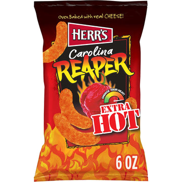Herrs Cheese Curls, Carolina Reaper Flavor, Gluten Free Snacks, 6Oz Bag (12 Count)