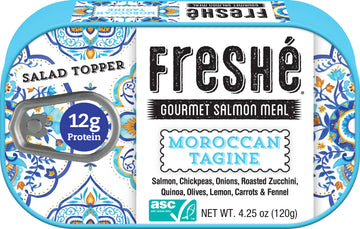 Fresh   Canned Salmon Moroccan Tagine (10 Pack) - Mediterranean Style Atlantic Salmon in Olive Oil - Sustainably Farmed Tinned F