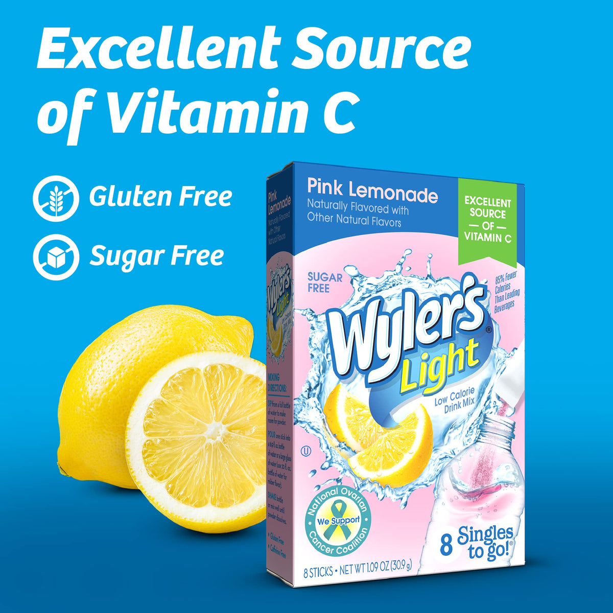 Wyler'S Light Singles To Go Powder Packets, Water Drink Mix, Pink Lemonade, 96 Single Servings (Pack Of 12)