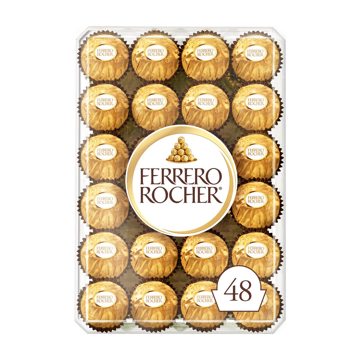 Ferrero Rocher Fine Hazelnut Chocolates Valentine'S Day Gift Box, 48 Count Individually Wrapped Candy, 600 Grams