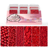 HUEBEATY 6-in-1 Red Edible Pearls Sugar Sprinkles for Cakes, Cookies, Cupcakes and Ice Cream Decorating | 180g/6.36oz | Christma