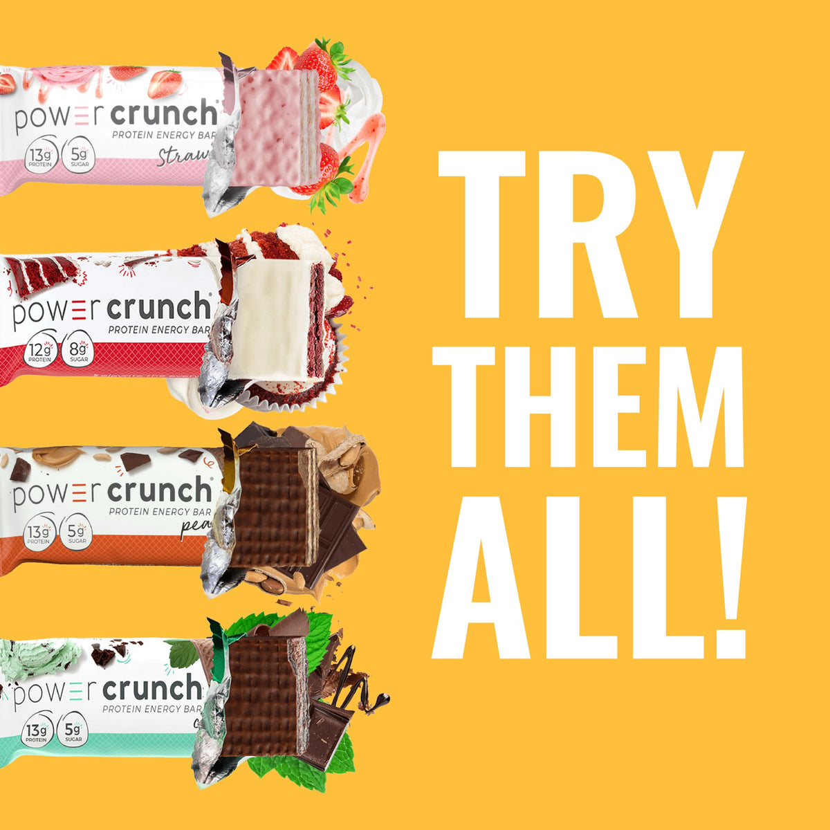 Power Crunch Protein Wafer Bars, High Protein Snacks With Delicious Taste, Cinnamon Roll, 1.4 Ounce (12 Count)