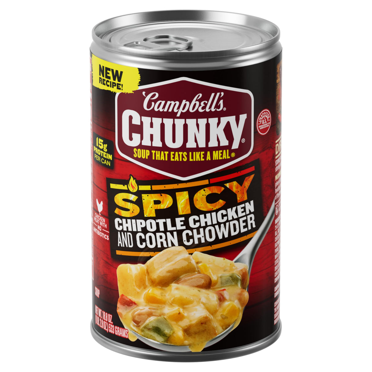Campbells Chunky Soup, Chipotle Chicken Corn Chowder Soup, 18.8 oz Can
