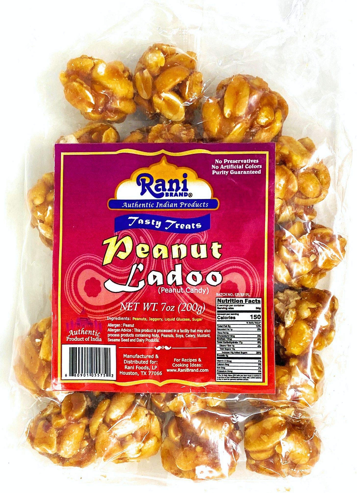 Rani Peanut Ladoo (Round Peanut Brittle Candy) 7Oz (200G) X Pack Of 4 ~ All Natural | Vegan | No Colors | Gluten Friendly | Indi