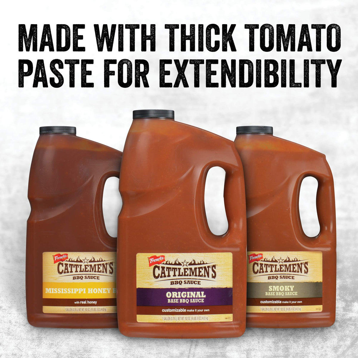 Cattlemens Smoky Base BBQ Sauce - Customizable Barbecue Sauce for Chefs, 1 Gallon Jug, Ideal for Ribs, Briskets, Wings