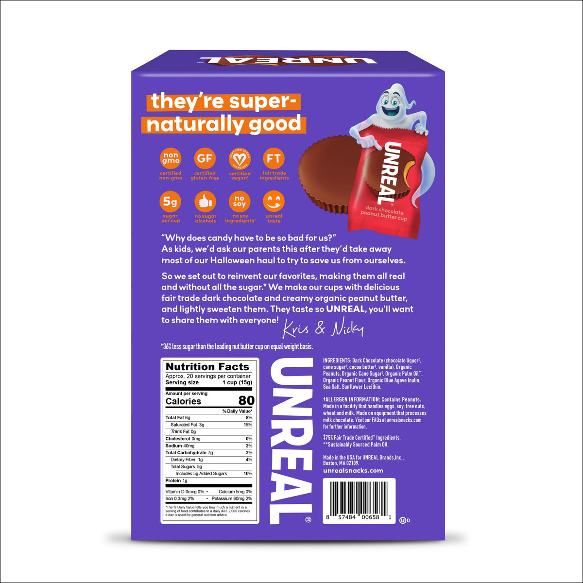 UNREAL Halloween Dark Chocolate Peanut Butter Cups, 10.6 OZ