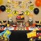 MATTTIME Construction 2nd Birthday Banner and Cupcake Topper, Plastic, Multi-Color, Model 0703, Traffic Sign Cutouts for 2 Years Old Party