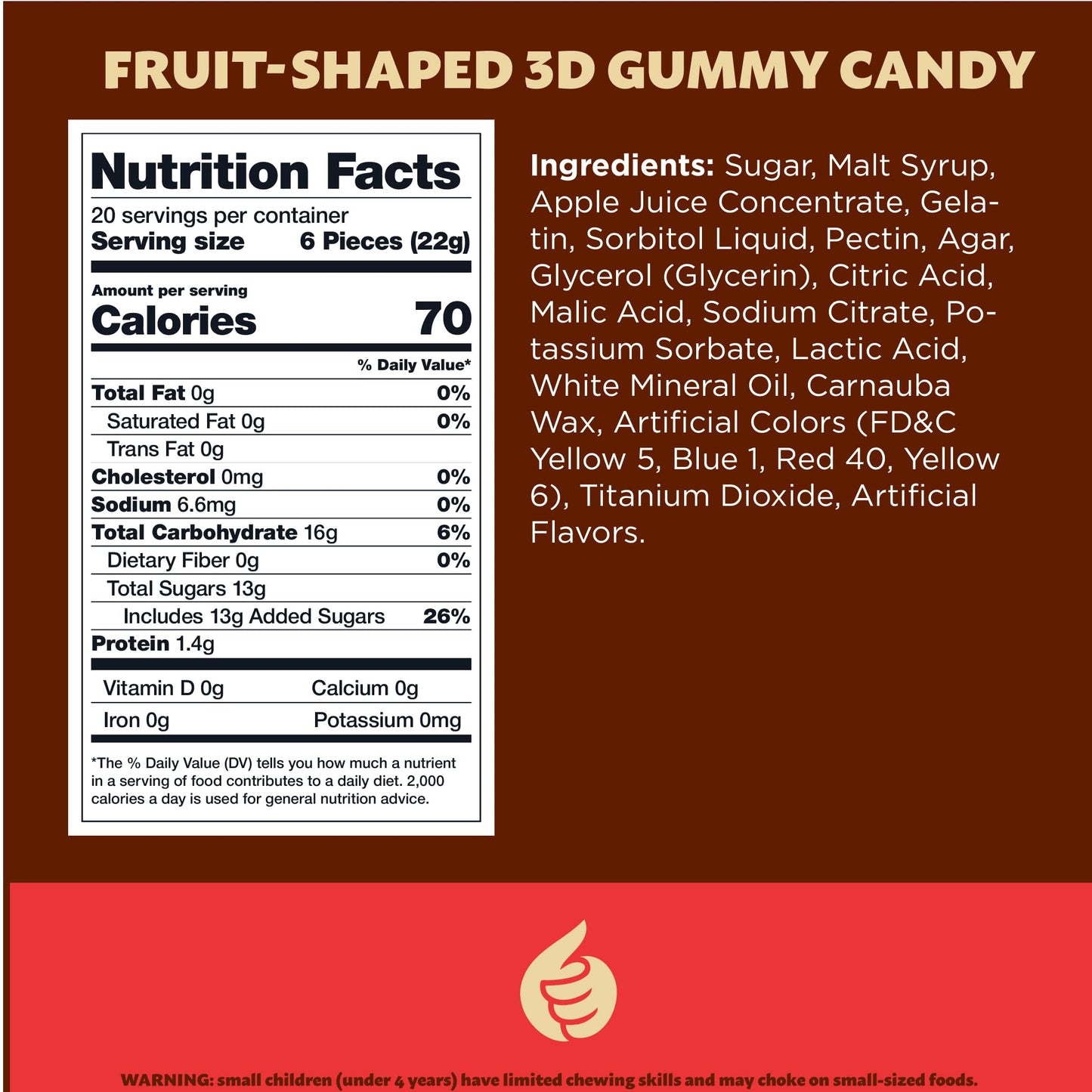 Fruit-Shaped 3D Gummy Candy | 1-Pound Pack | Assorted Fruit Flavors