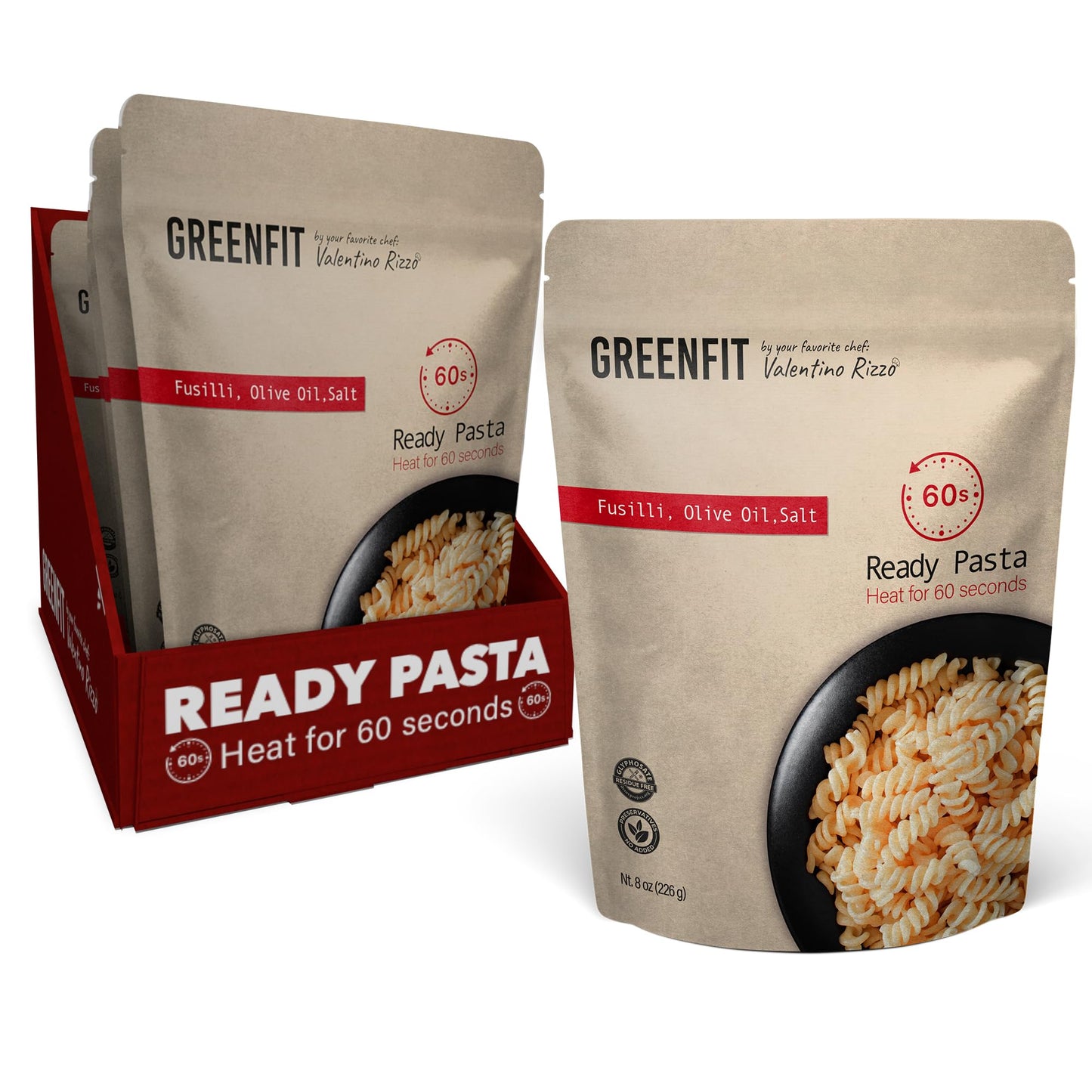 Greenfit Fusilli Pasta | Ready to Eat | Microwavable | 8 Ounce (Pack of 6) | Natural Ingredients