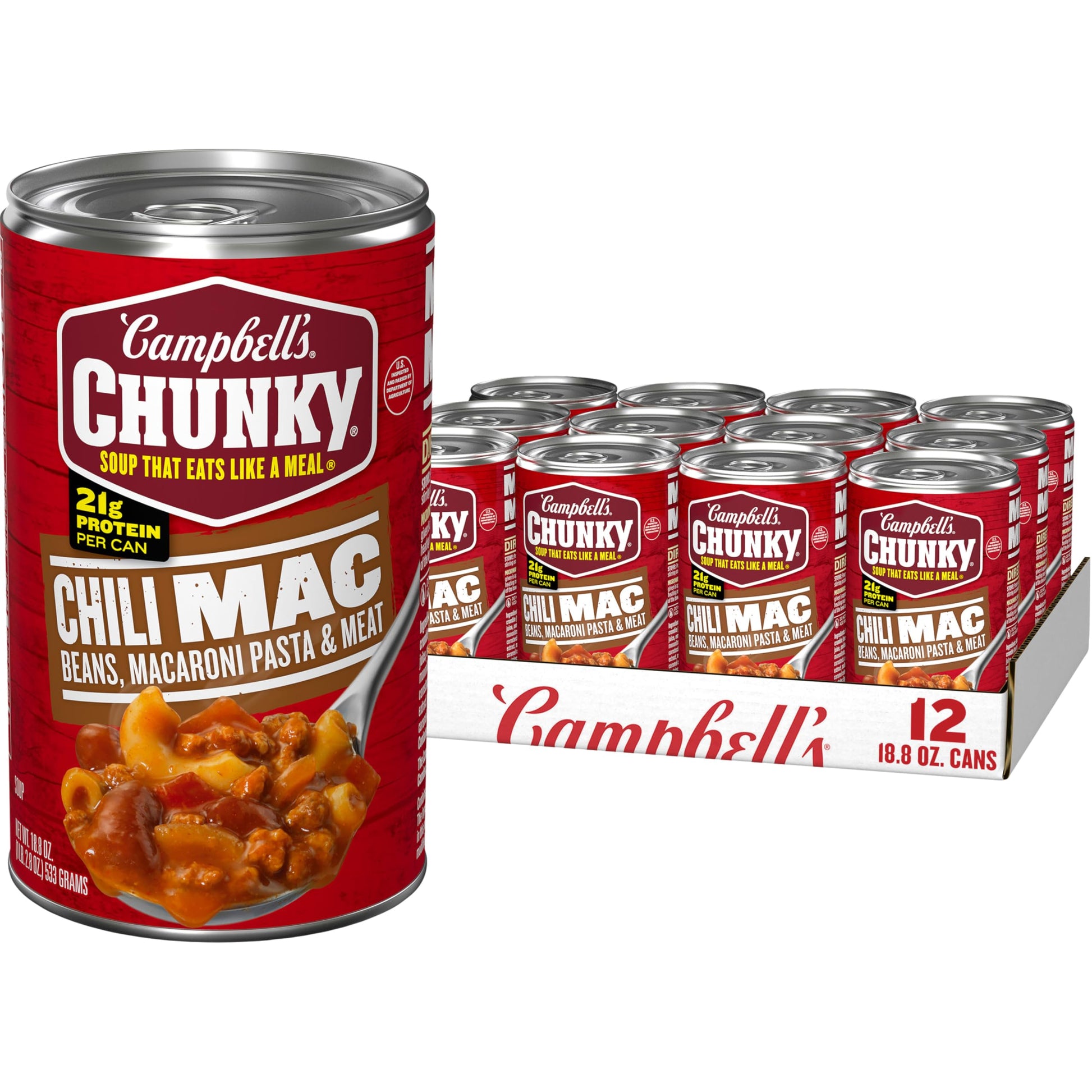 Campbells Chunky Chili Mac Soup, 18.8 oz Can (12 Pack)