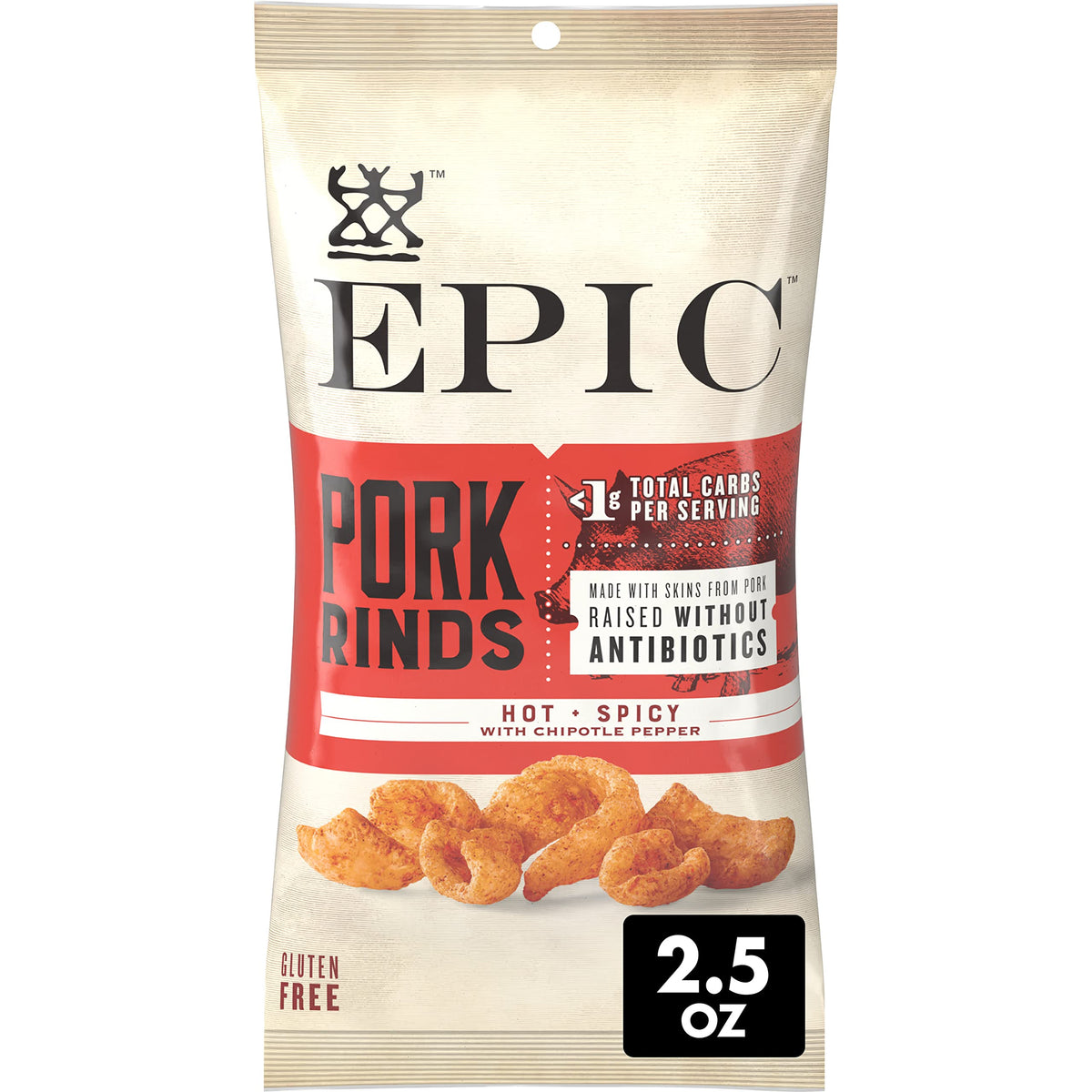 Epic Pork Rinds, Hot and Spicy Chipotle Pepper, Keto Friendly Snack, 2.5 oz