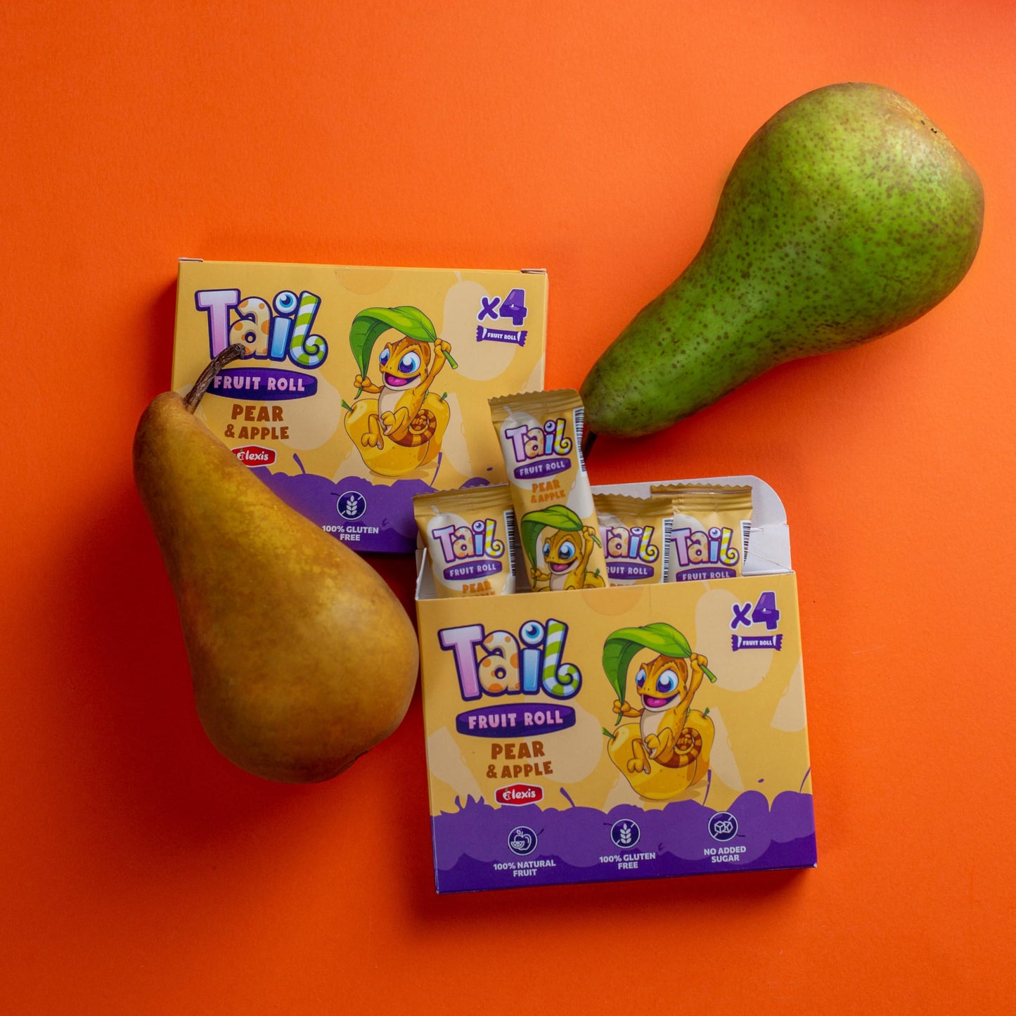 AVICENNA FOOD Tail Fruit Roll Snacks, Pear Flavor, 48 Individual Packs, No Added Sugar, Non-GMO, Rich in Vitamins and Fiber