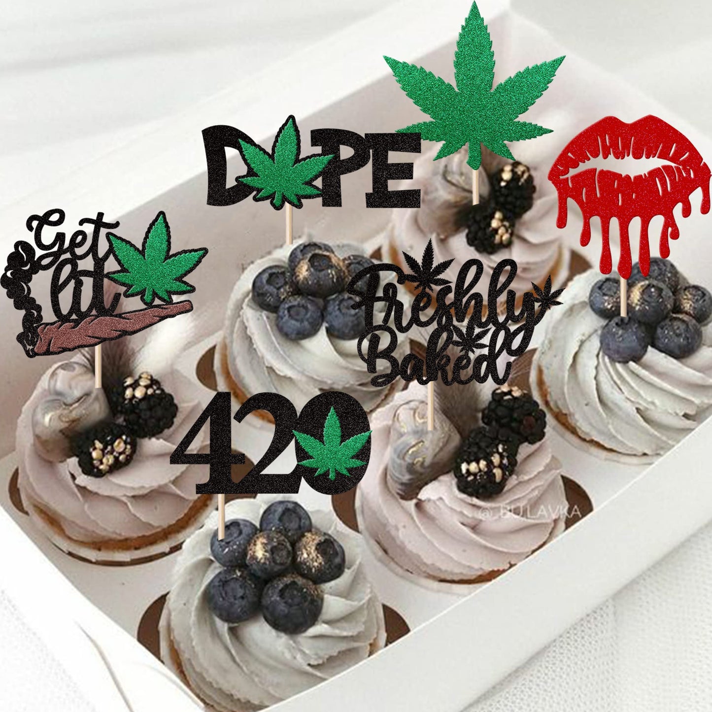 YCTHUNFISH Cupcake Toppers, 24 Pack, Glitter Paper Decorations, Ideal for Birthday Parties, Fun and Festive Design