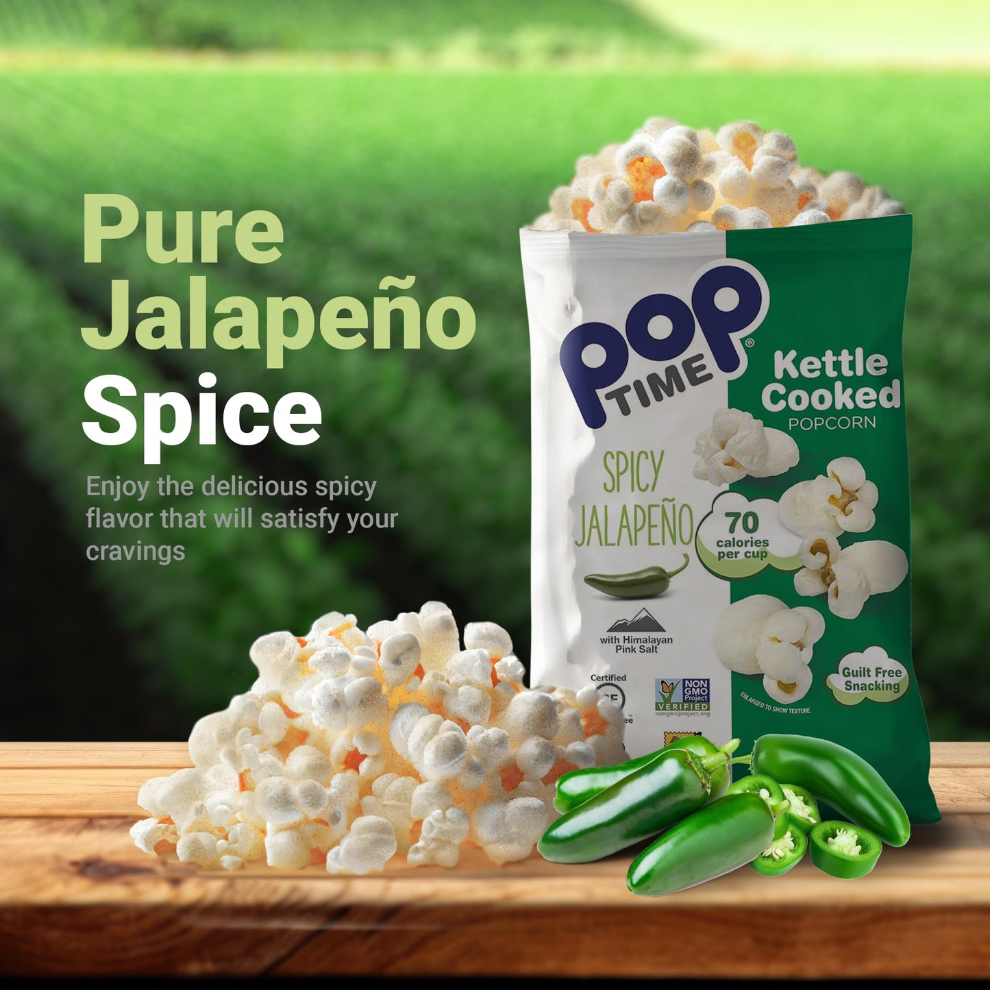 Poptime Kettle Corn Popcorn Bags Individual Servings - Sweet & Spicy Jalapeno & Himalayan Pink Salt Popcorn Individual Bags, Hea