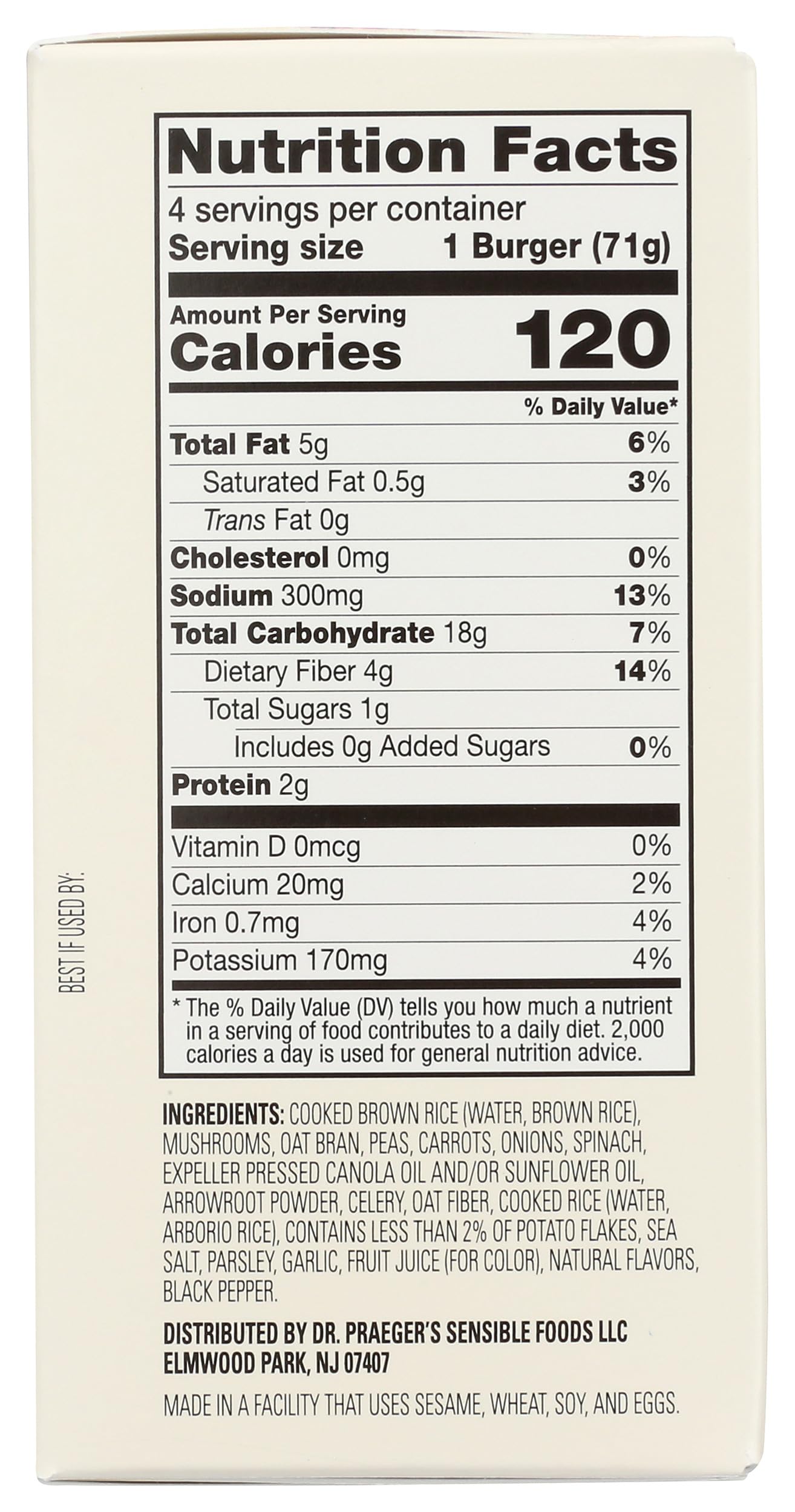 Dr. Praegers, Mushroom Risotto Veggie Burgers, 2.5 Ounce, 4 Count