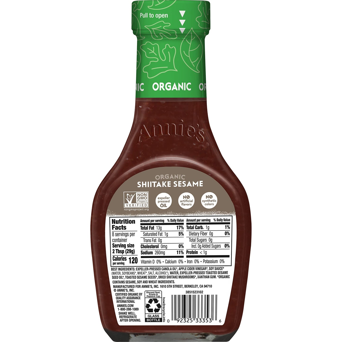 Annie's Organic Shiitake Sesame Vinaigrette Salad Dressing, Vegan, 8 oz.
