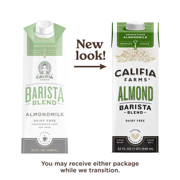 Califia Farms - Unsweetened Almond Barista Blend Almond Milk, 32 Oz (Pack Of 6), Shelf Stable, Dairy Free, Plant Based, Vegan, G
