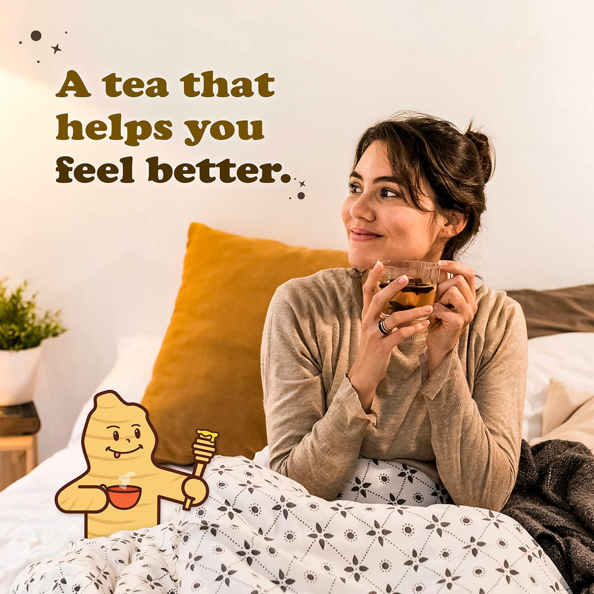 Pocas Honey Ginger Instant Tea Powder, Mint Flavor, Real Ginger Extract & Honey, Caffeine-Free Tea, 20 Packets