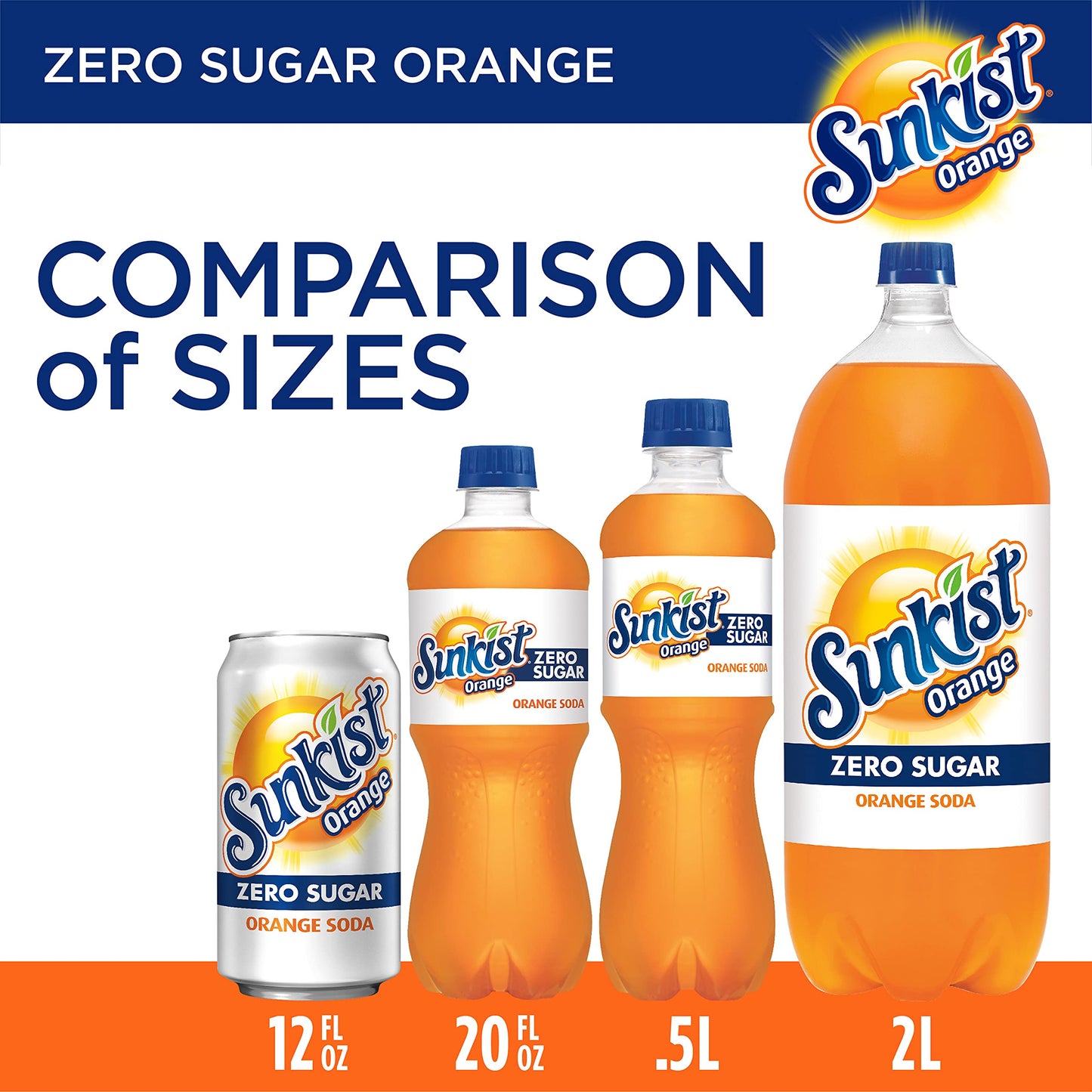 Sunkist Zero Sugar Orange Soda, 12 Fl Oz Cans, 12 Pack