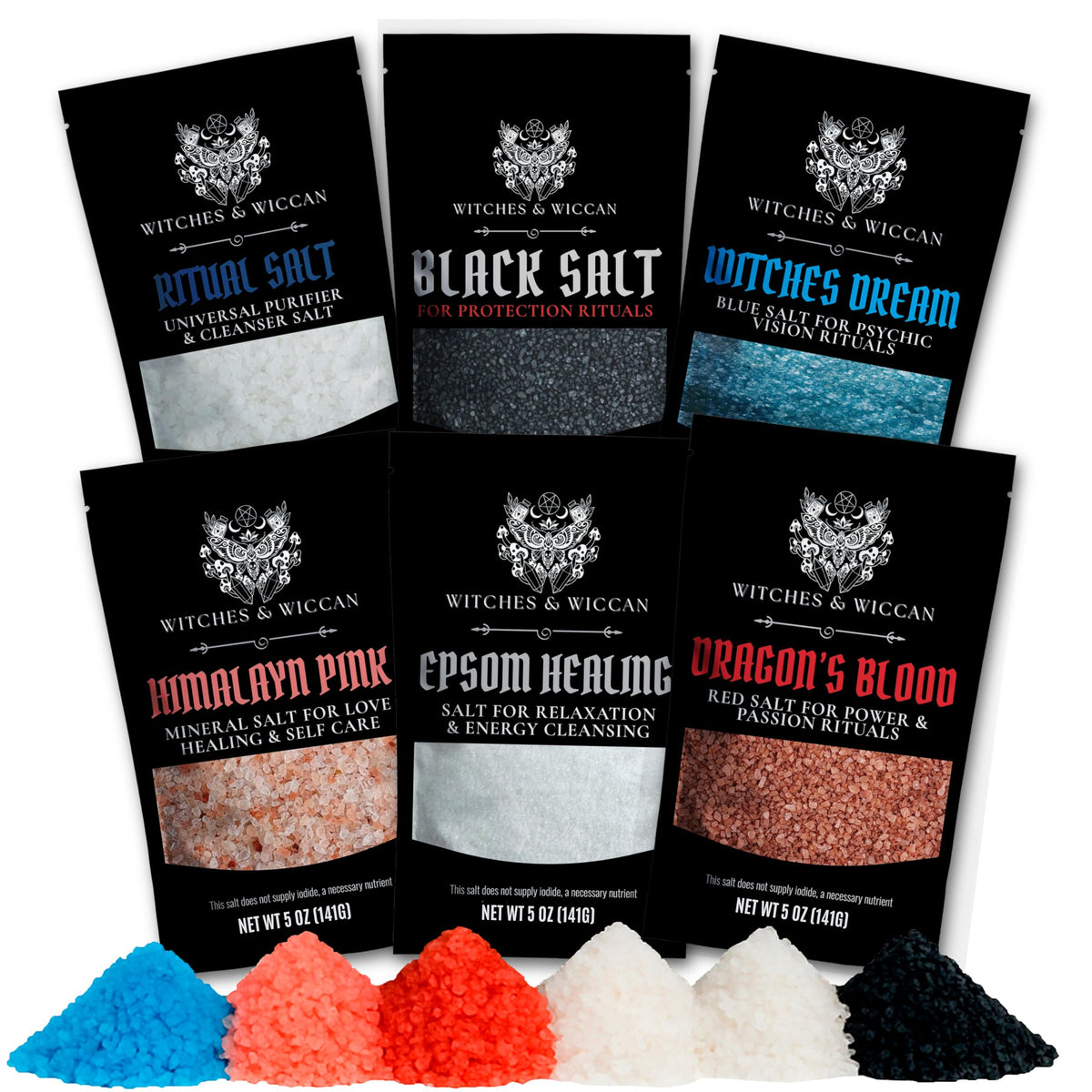Ritual Salt Starter Collection Pack for Ceremony and Spell - Handcrafted Negative Energy Protection Crystals for Witchcraft Supp