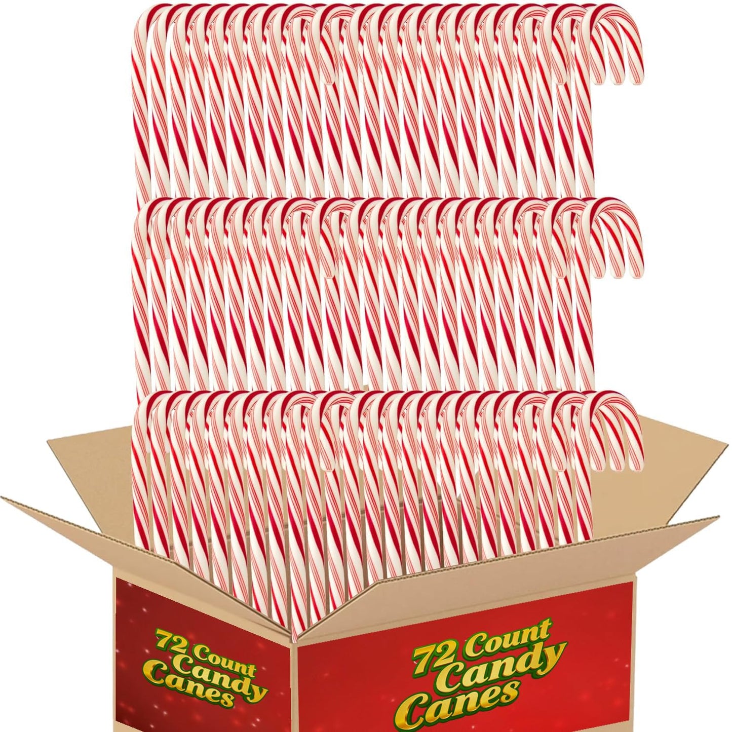 Christmas Candy Canes Bulk, 72 Count, Individually Wrapped Christmas Stocking Stuffer  , Full-Size Peppermint Candy Sticks, Red And White Striped Classic Holiday Decor, Tree Decoration Ornaments