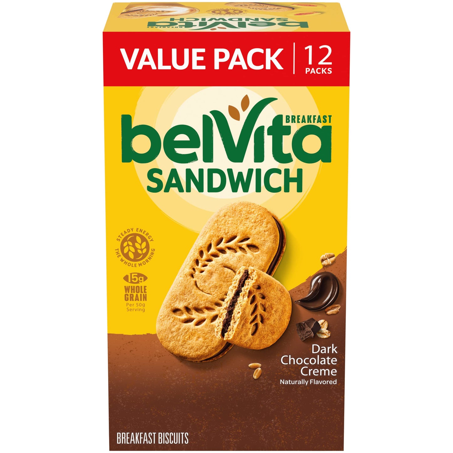 belVita Sandwich Dark chocolate creme Breakfast Biscuits 12 Packs (2 Sandwiches Per Pack)