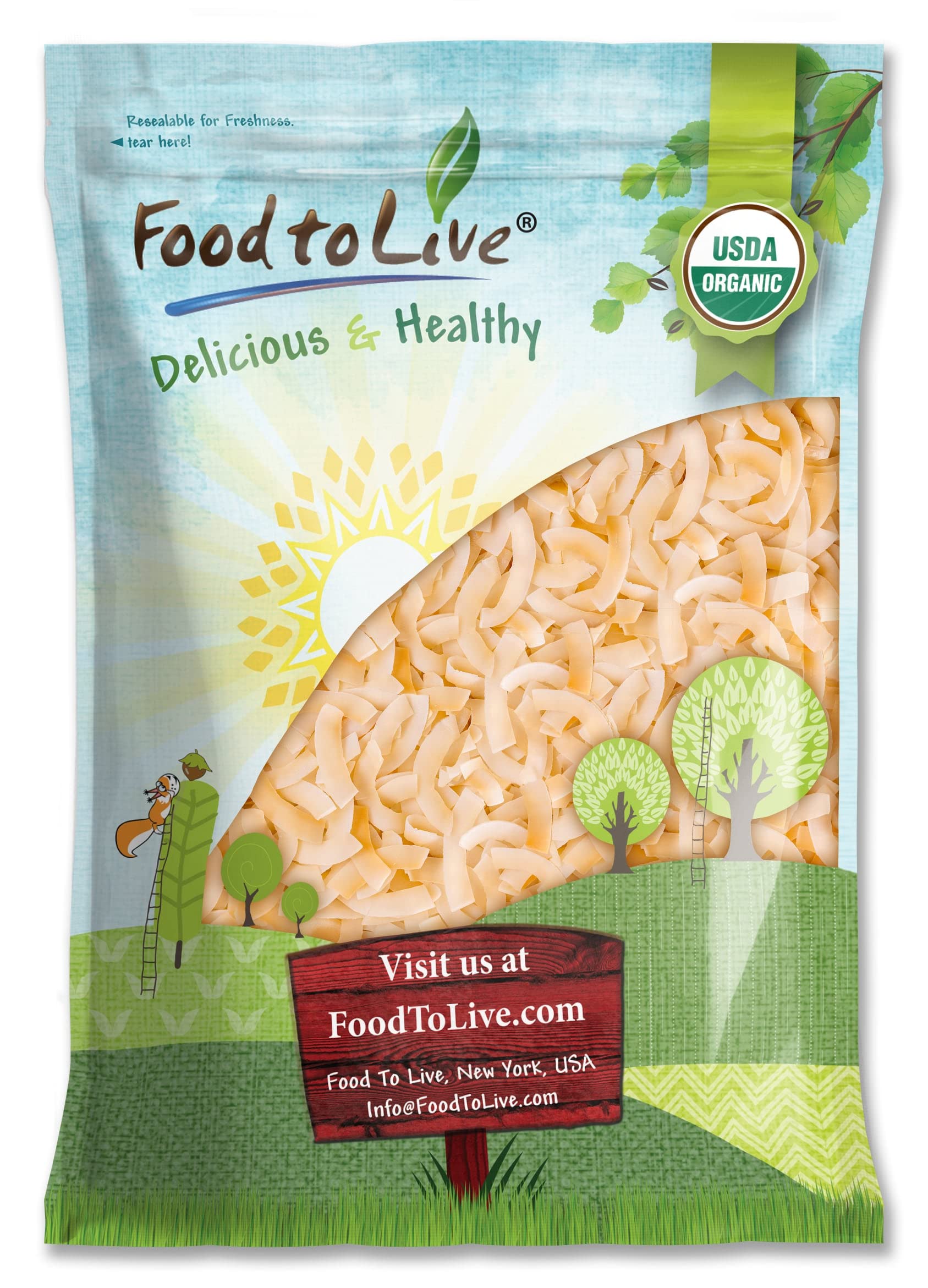 Food to Live Organic Toasted Coconut Chips, 3 Pounds - Non-GMO, Desiccated Coconut Flakes, Unsweetened, Unsulfured, Vegan, Bulk.
