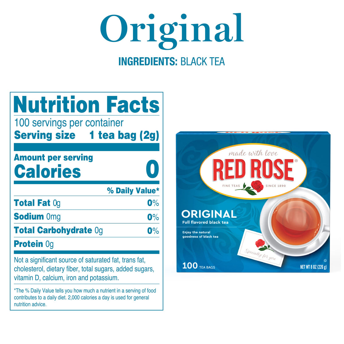 Red Rose Premium Blended Tea, 100 Count, Pack of 2, CA-041717-2691