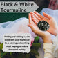 Black And White Tourmaline Palm Stone - Pocket Massage Worry Stone For Natural Body Chakra Balancing, Reiki Healing And Crystal