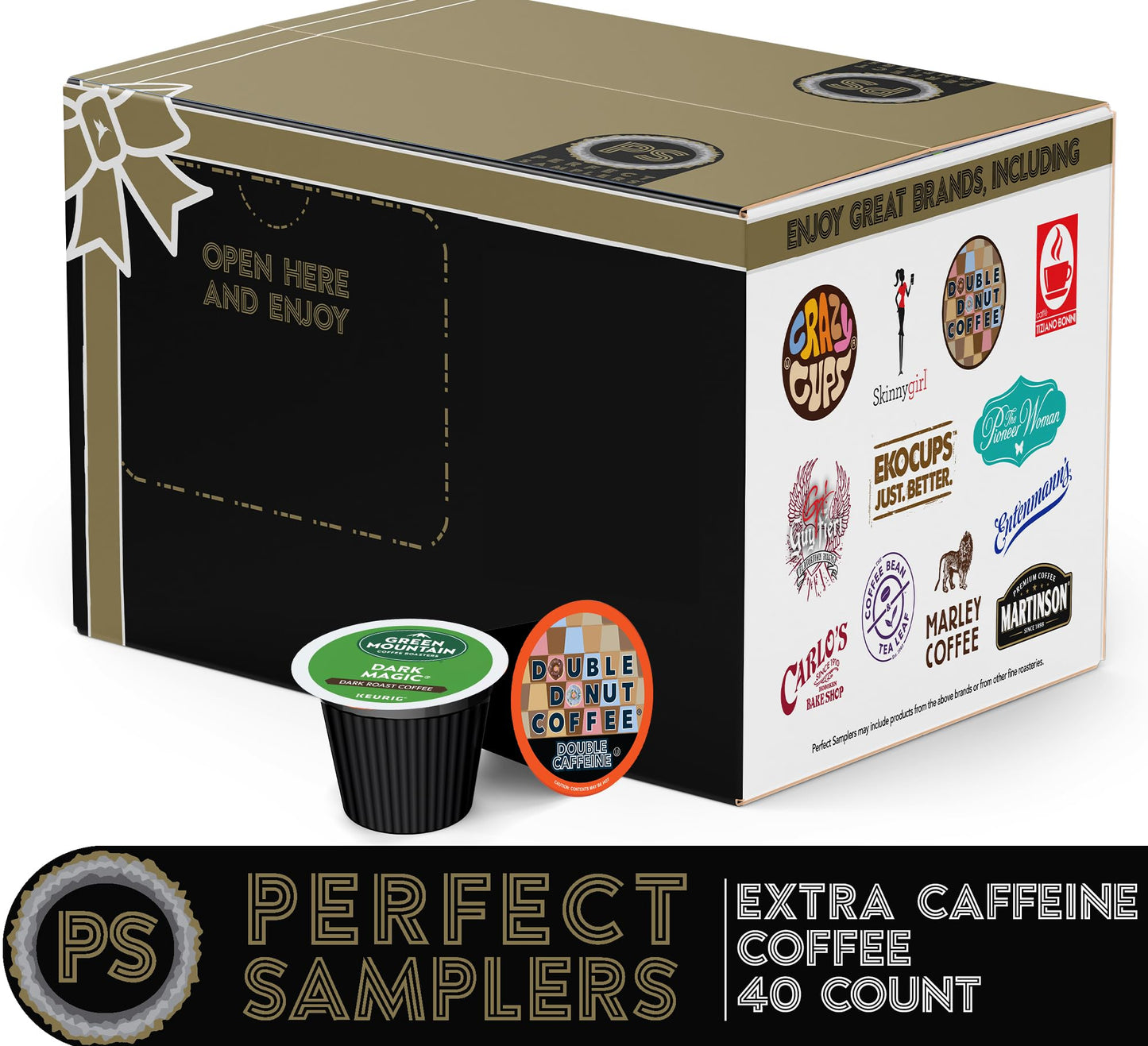 Perfect Samplers High Caffeine Coffee Pods Variety Pack - 40 Count Compatible with Keurig K Cup Makers