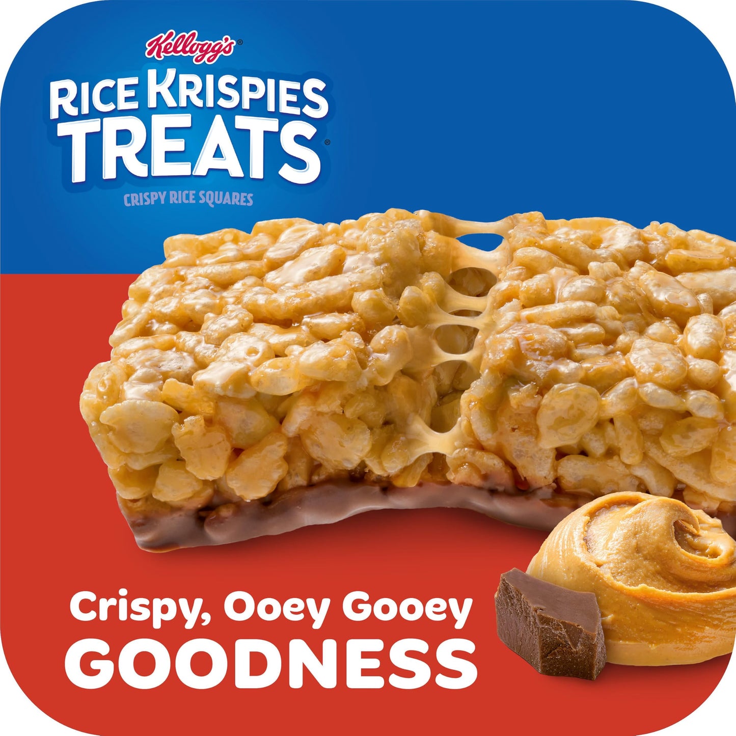 RICE KRISPIES   Rice Squares Snack Bars, Chocolatey Peanut Butter, 84 Bars, 12 Boxes