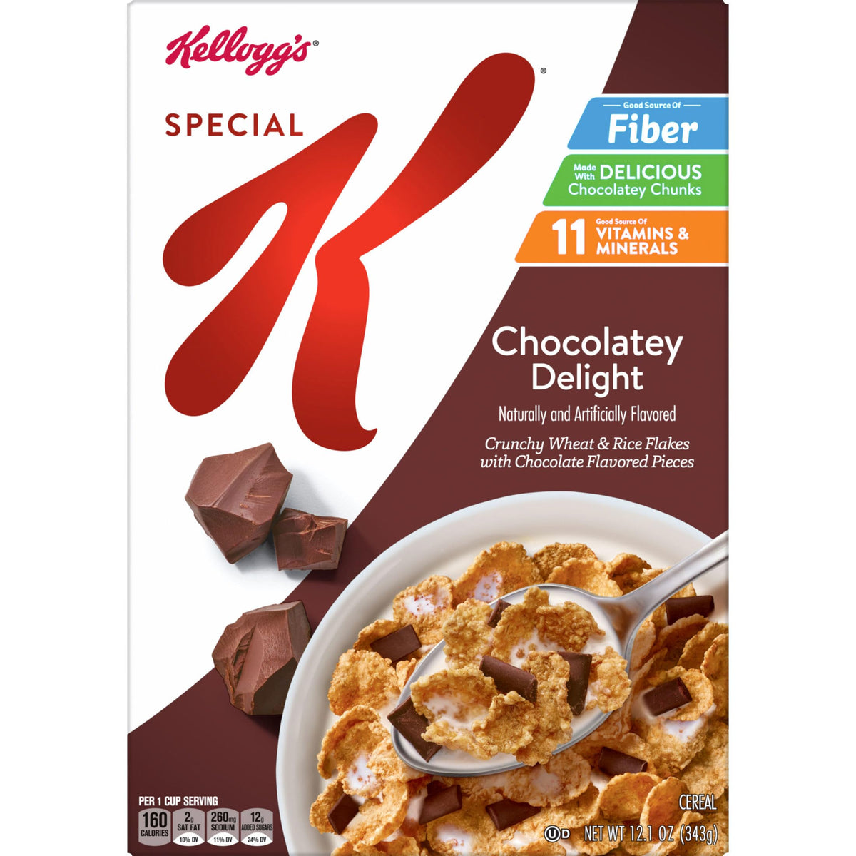 Kellogg's Special K Chocolatey Delight Cereal, 12.1oz Box, Fiber Breakfast, Pack of 1