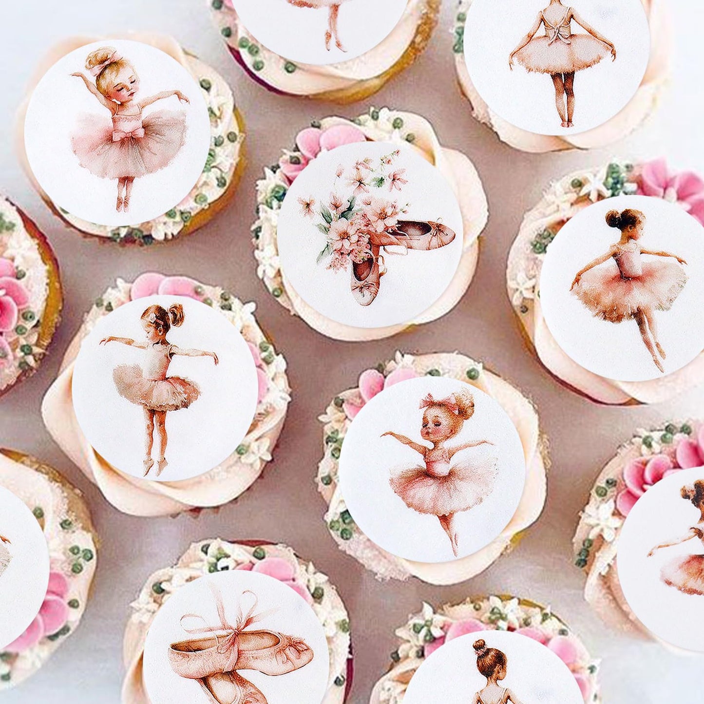 Keaziu 40PCS Edible Cupcake Toppers Ballerina Tutu Picks 2x0.05 Pink Purple Blue Green for Wedding Baby Shower Birthday Party