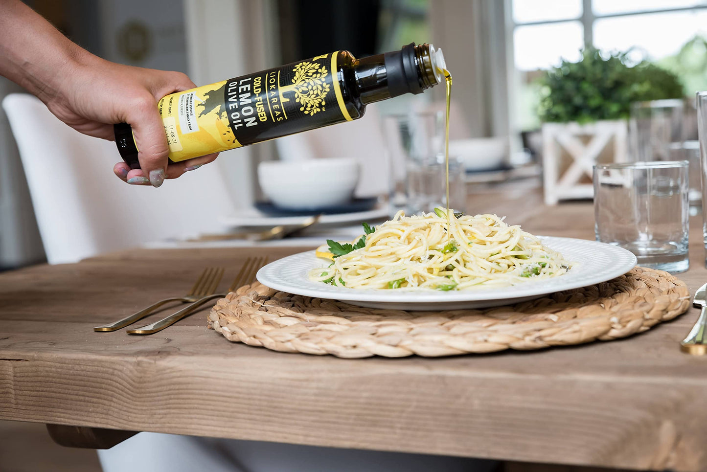 Liokareas Lemon Olive Oil - Organic Extra Virgin Cold Pressed - 8.45 Ounce - NonGMO, Paleo, Keto - 2022 Award Winner