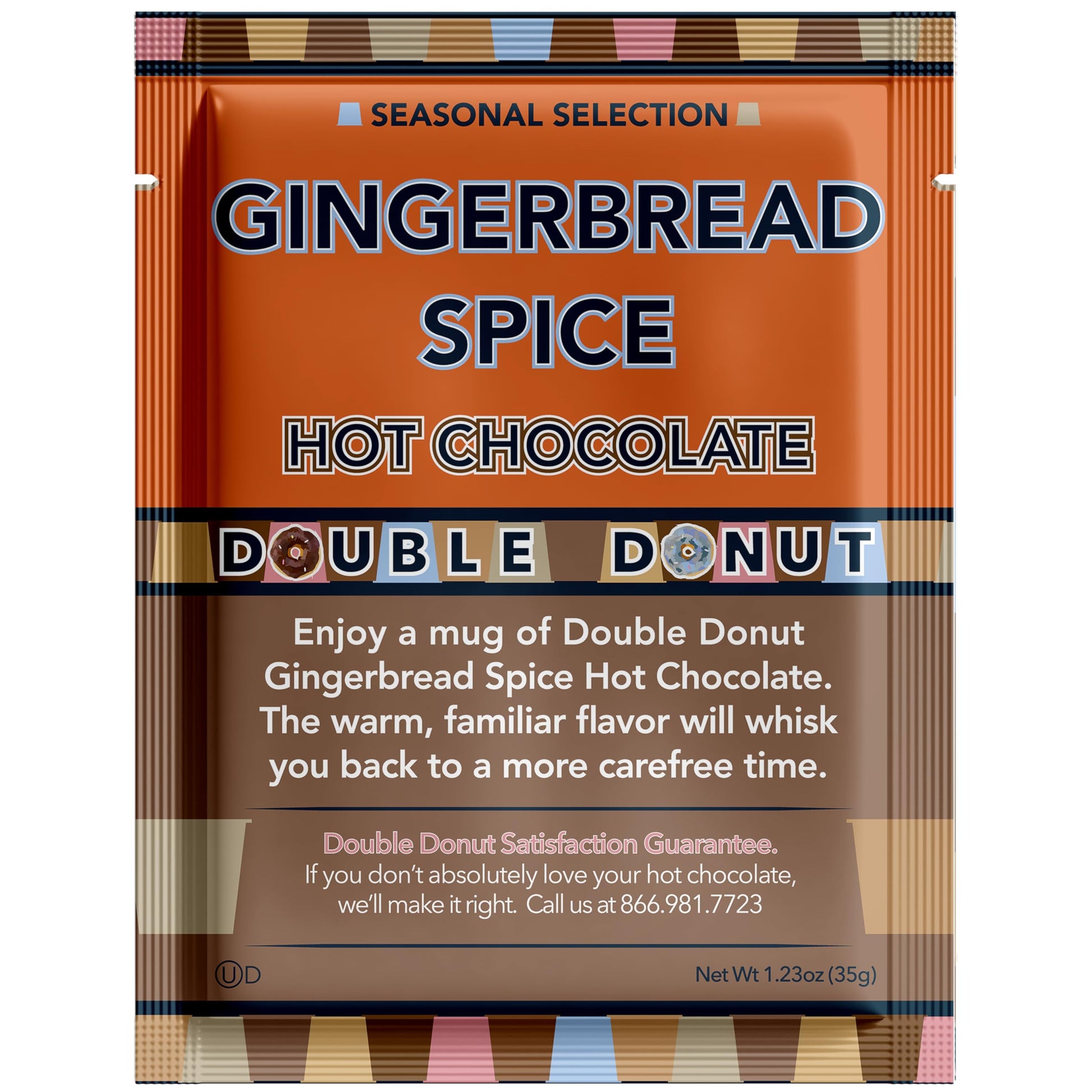 Double Donut Coffee Gingerbread Hot Cocoa Mix Packets, 18 Count