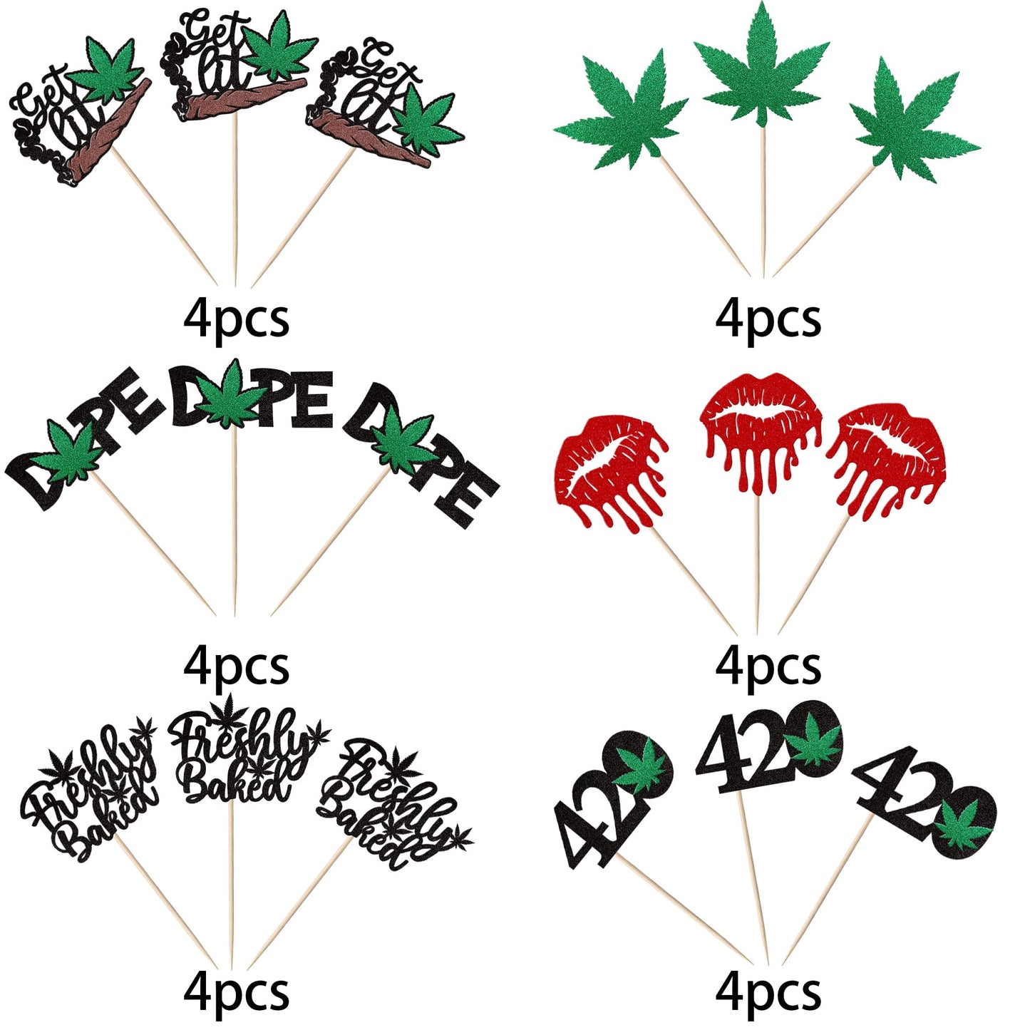 YCTHUNFISH Cupcake Toppers, 24 Pack, Glitter Paper Decorations, Ideal for Birthday Parties, Fun and Festive Design