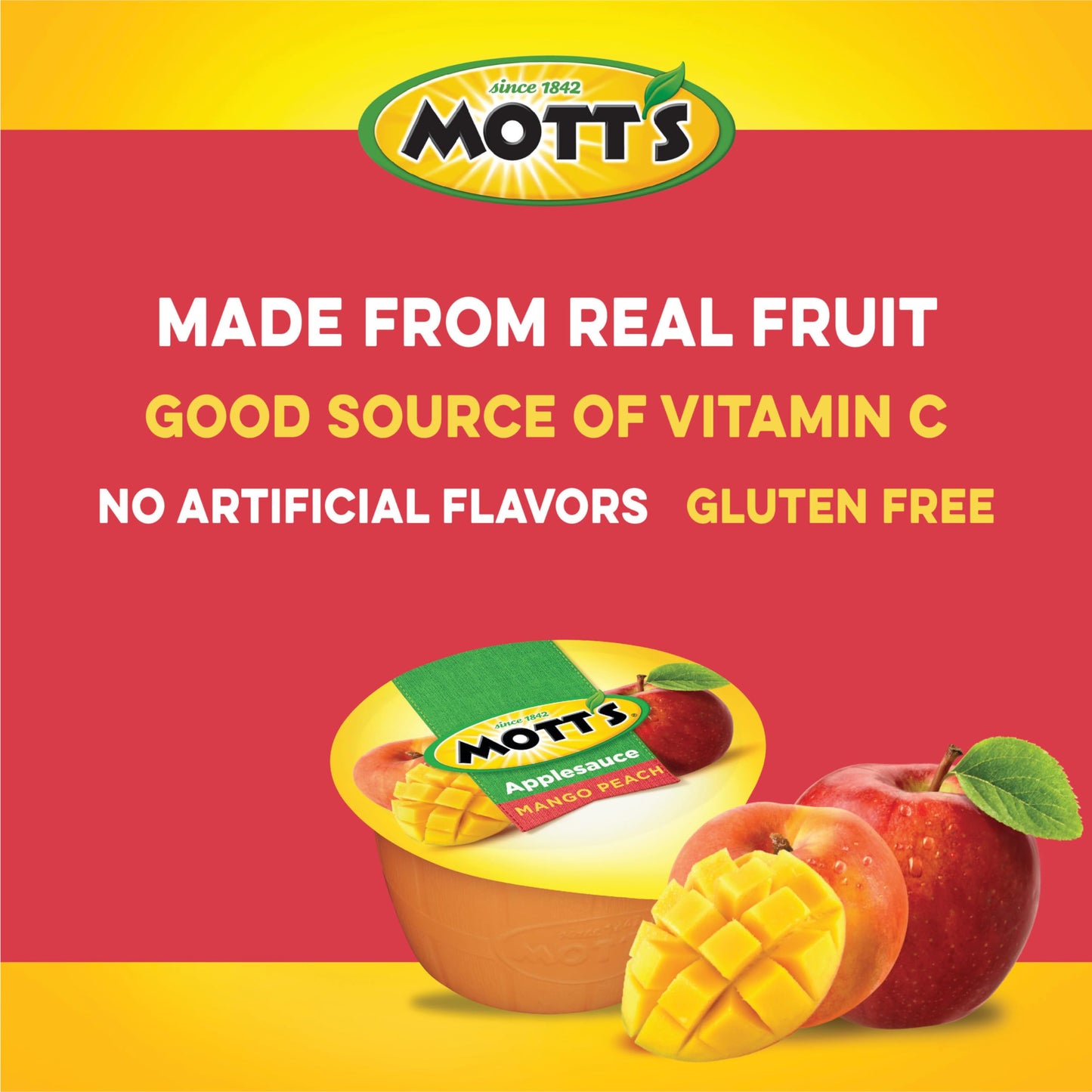 Mott's Mango Peach Applesauce, 4 oz Cups, 72 Count (12 Packs of 6)