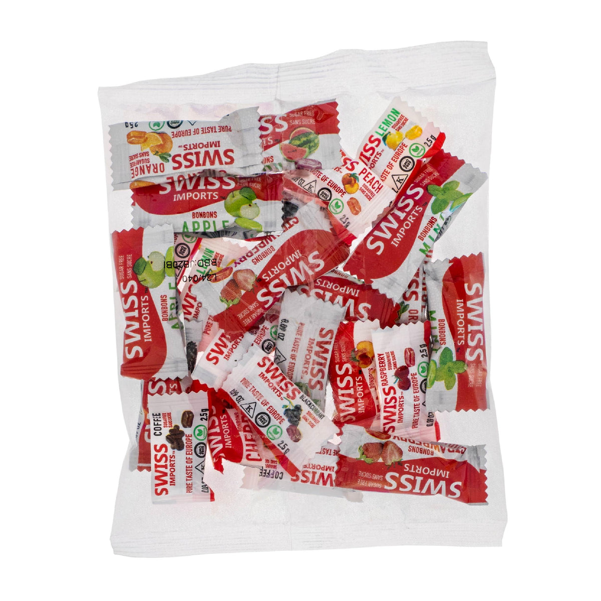 Swiss Imports Sugar Free Bonbons Hard Candy Drops, Sampler Pack of 24 Individually Wrapped Pieces, Assortment of Flavors that Ma