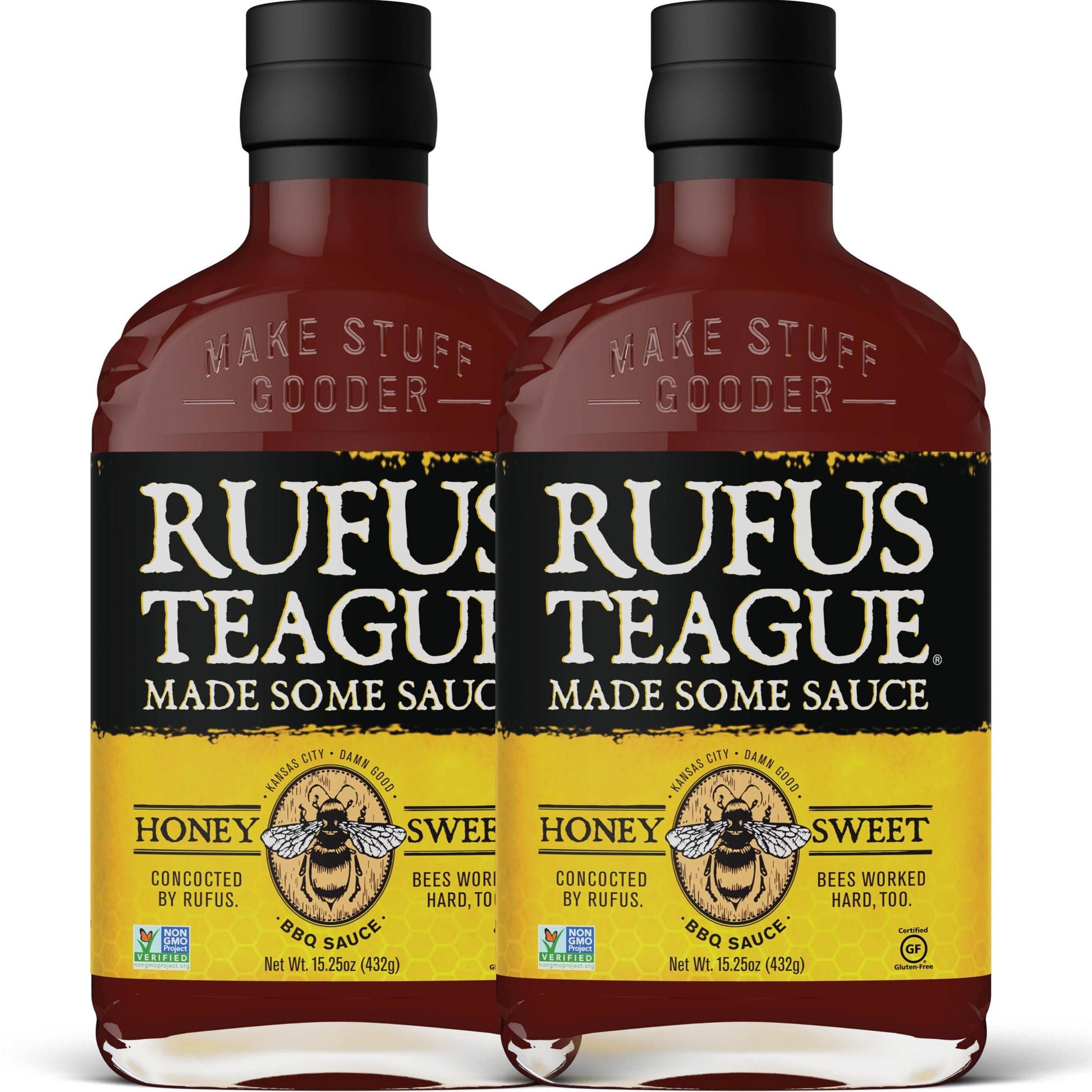 Rufus Teague Honey Sweet BBQ Sauce - Premium Barbecue Sauce - 15.25 oz Bottles - 2 Pack