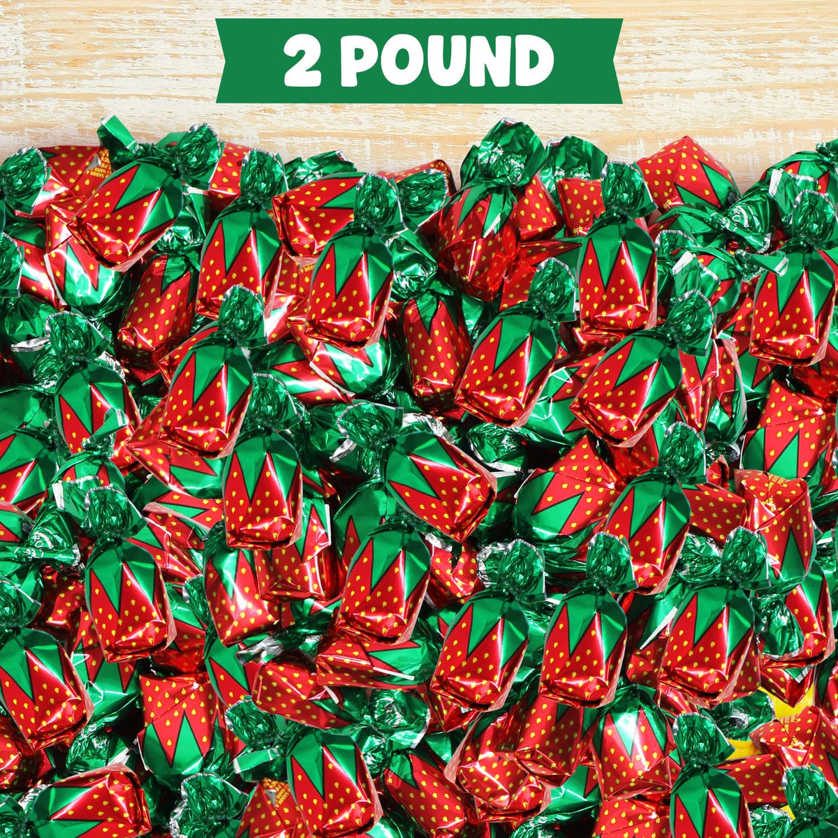 Strawberry Filled Hard Candy Bon Bons 2 lbs Bulk Pack - Individually Wrapped Fruit-Filled Candy  Classic Strawberry Hard Candy for Holiday   Parties  and Snacks