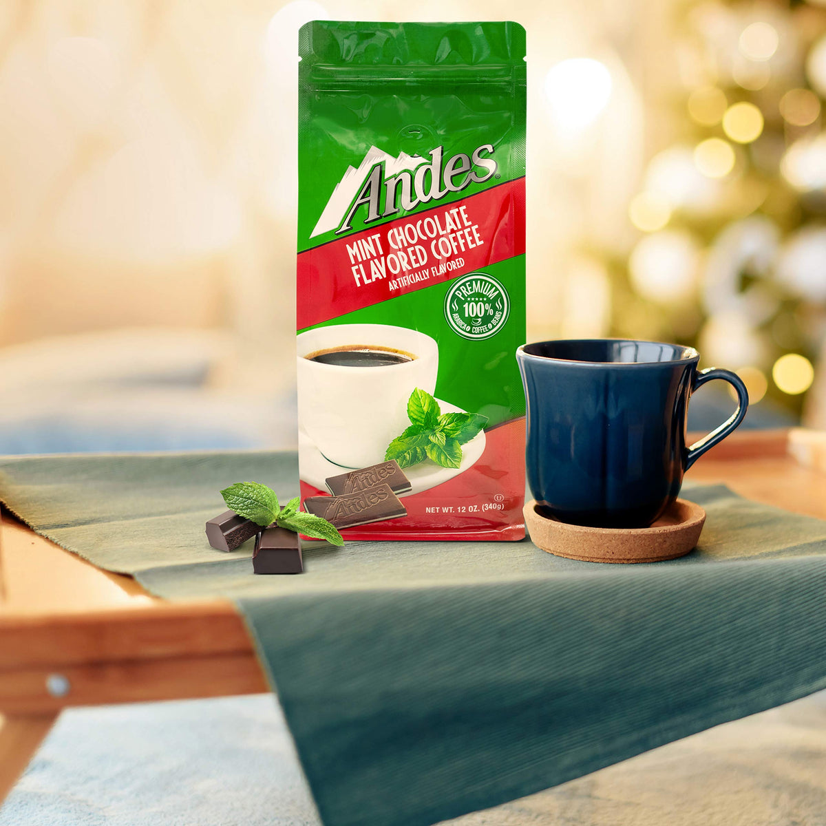 Andes Coffee Premium Arabica Ground Coffee, Chocolate Mint, 12 Ounce