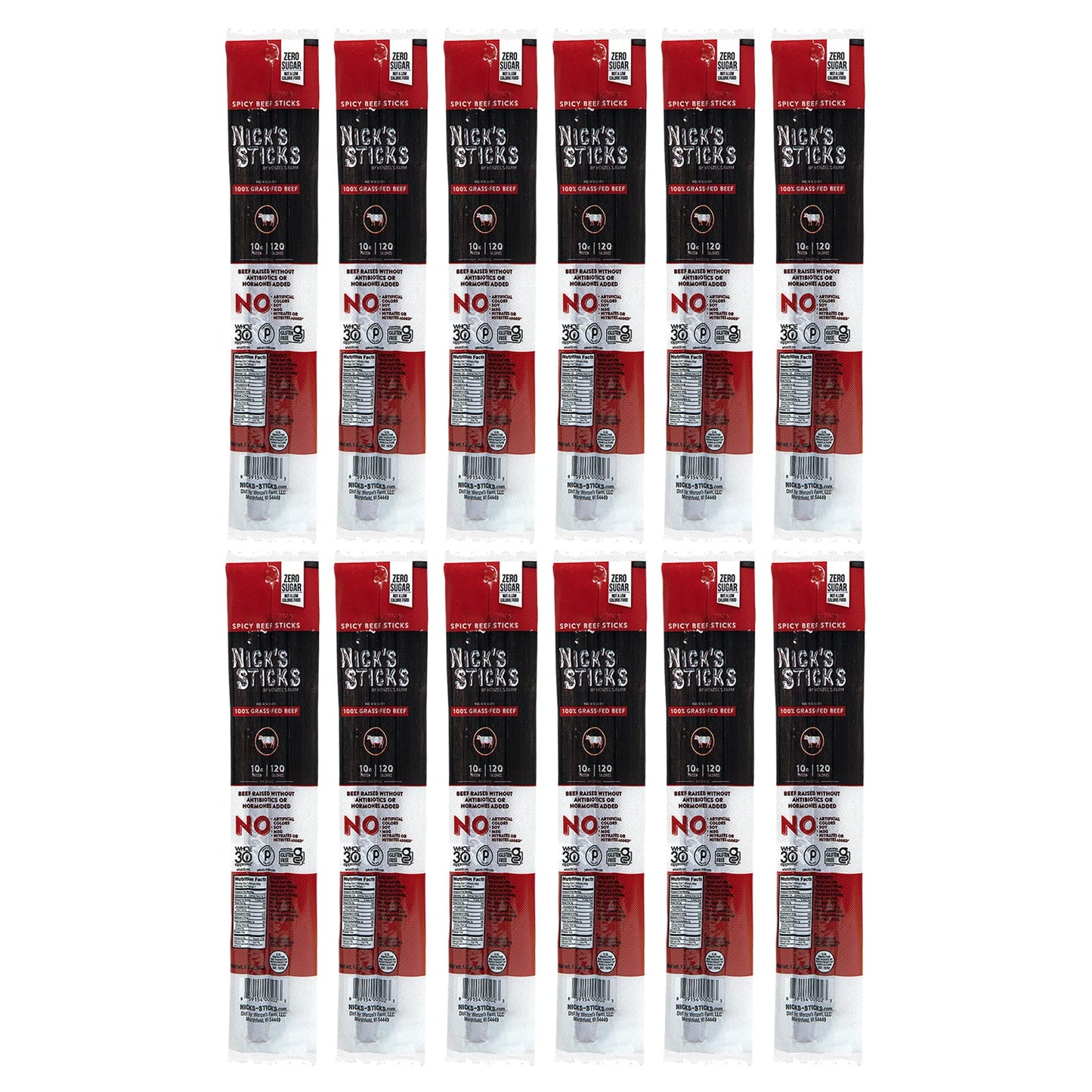Nick'S Sticks Clean & Balanced 100% Grass-Fed Spicy Beef Snack Sticks | Made In The Usa | Gluten Free | Paleo, Keto, Whole30 App