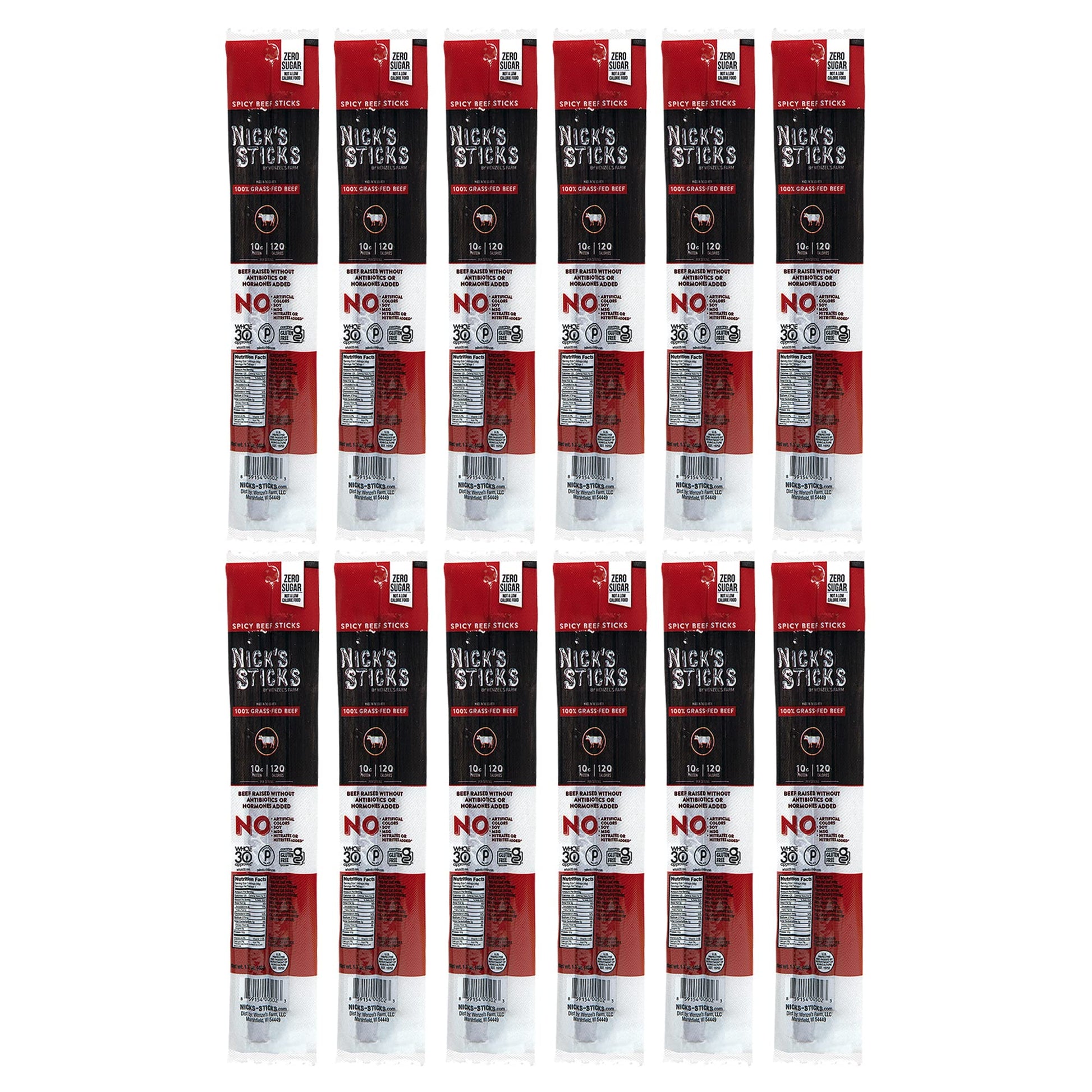 Nick'S Sticks Clean & Balanced 100% Grass-Fed Spicy Beef Snack Sticks | Made In The Usa | Gluten Free | Paleo, Keto, Whole30 App