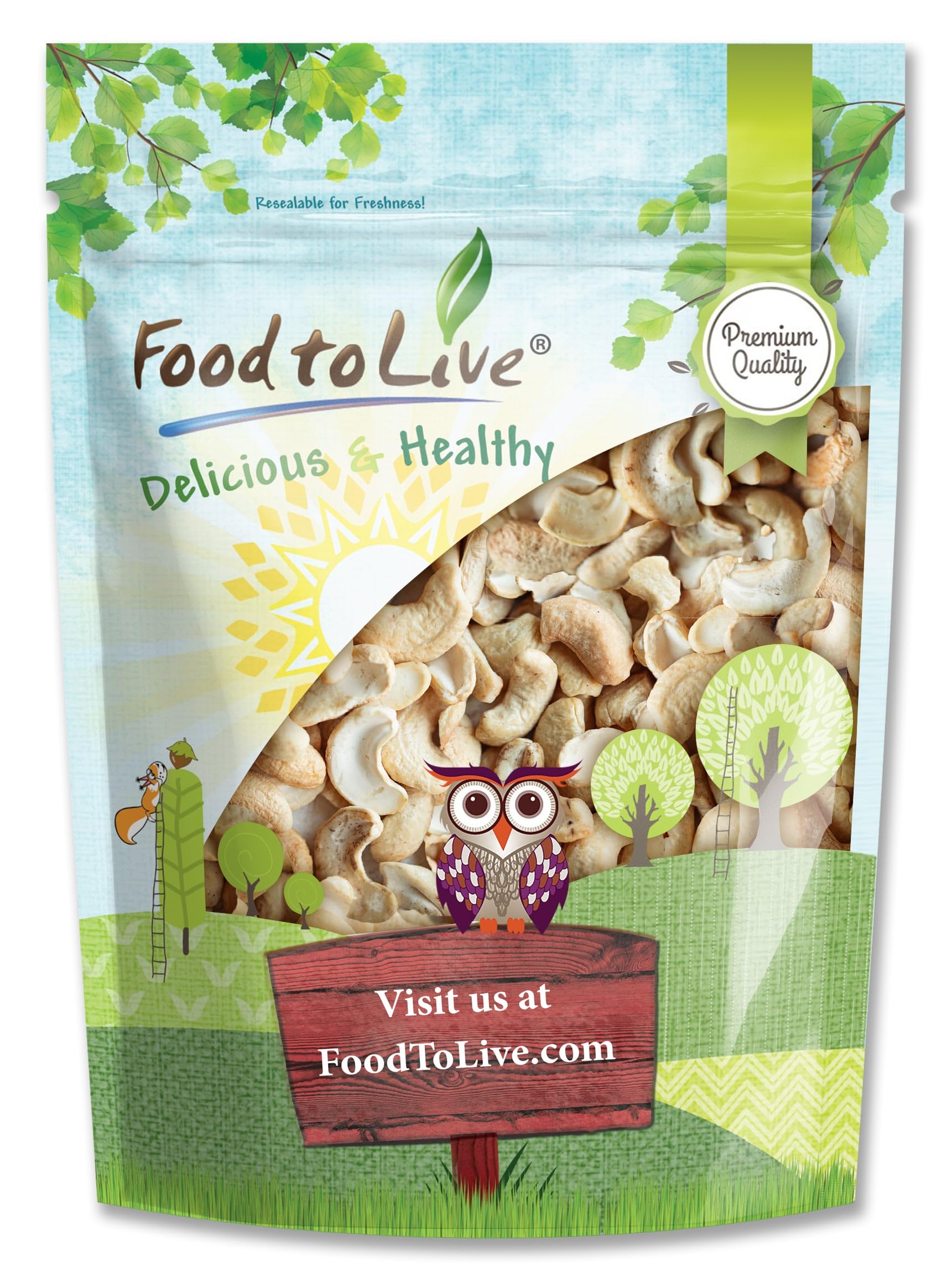 Food to Live Cashew Pieces, 8 Ounces - Kosher, Raw, Vegan, Paleo Friendly, Unsalted, Unroasted, Bulk, Rich in Selenium, Zinc, Ma