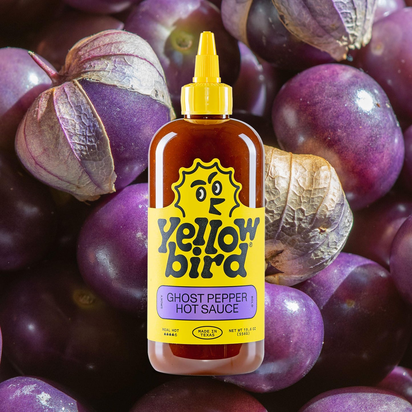 Yellowbird Ghost Pepper Hot Sauce - Smoky Pepper Sauce with Tomatoes & Onions - 19.6 oz - Plant-Based, Gluten Free, Non-GMO