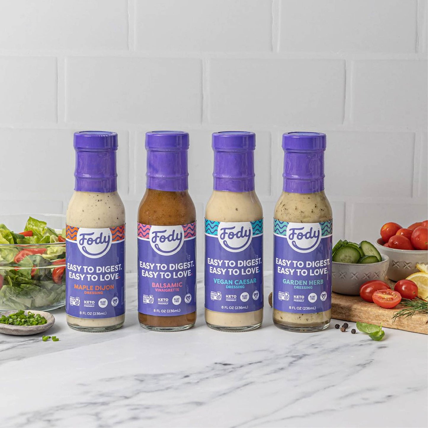 Fody Foods Salad Dressing Variety Pack, 8 Oz (Pack Of 4), Garlic And Onion Free, Low Fodmap Certified, Gut & Ibs Friendly, Vegan, Non-Gmo, Gluten Free, Keto Friendly